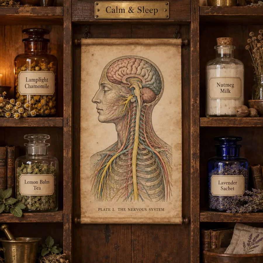 Apothecary shelf for Calm & Sleep remedies