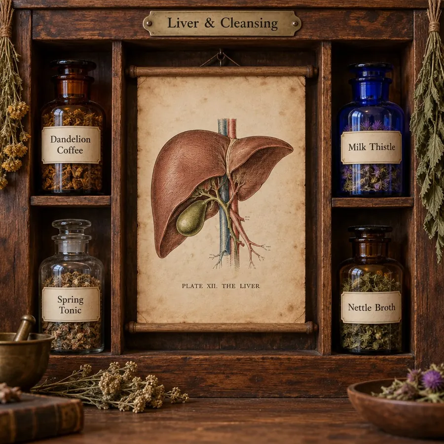 Apothecary shelf for Liver & Cleansing remedies